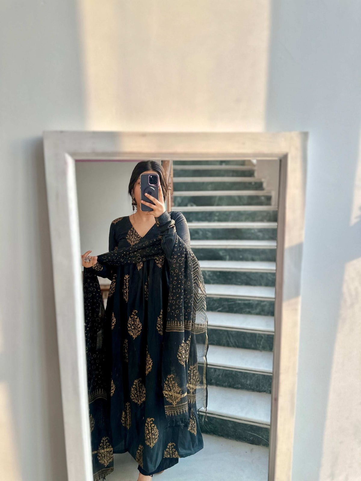 Karaj set ( Kota doriya set ) Black