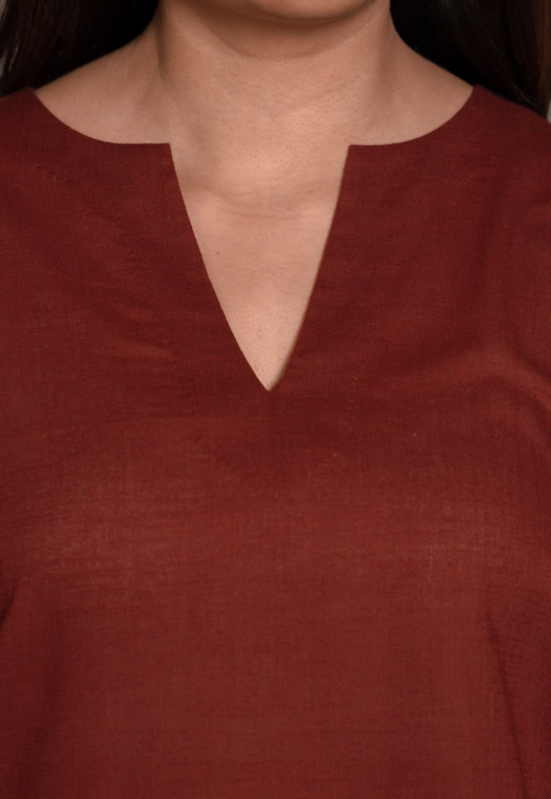 Madder Solid Slub Cotton Straight Short Top - DyeVerse