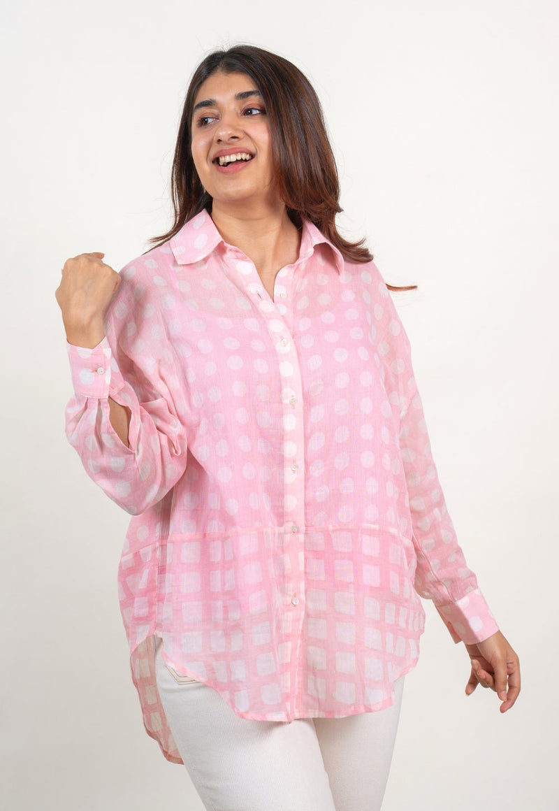 Ruhi Pink Batik MulMul Anti-Fit Shirt