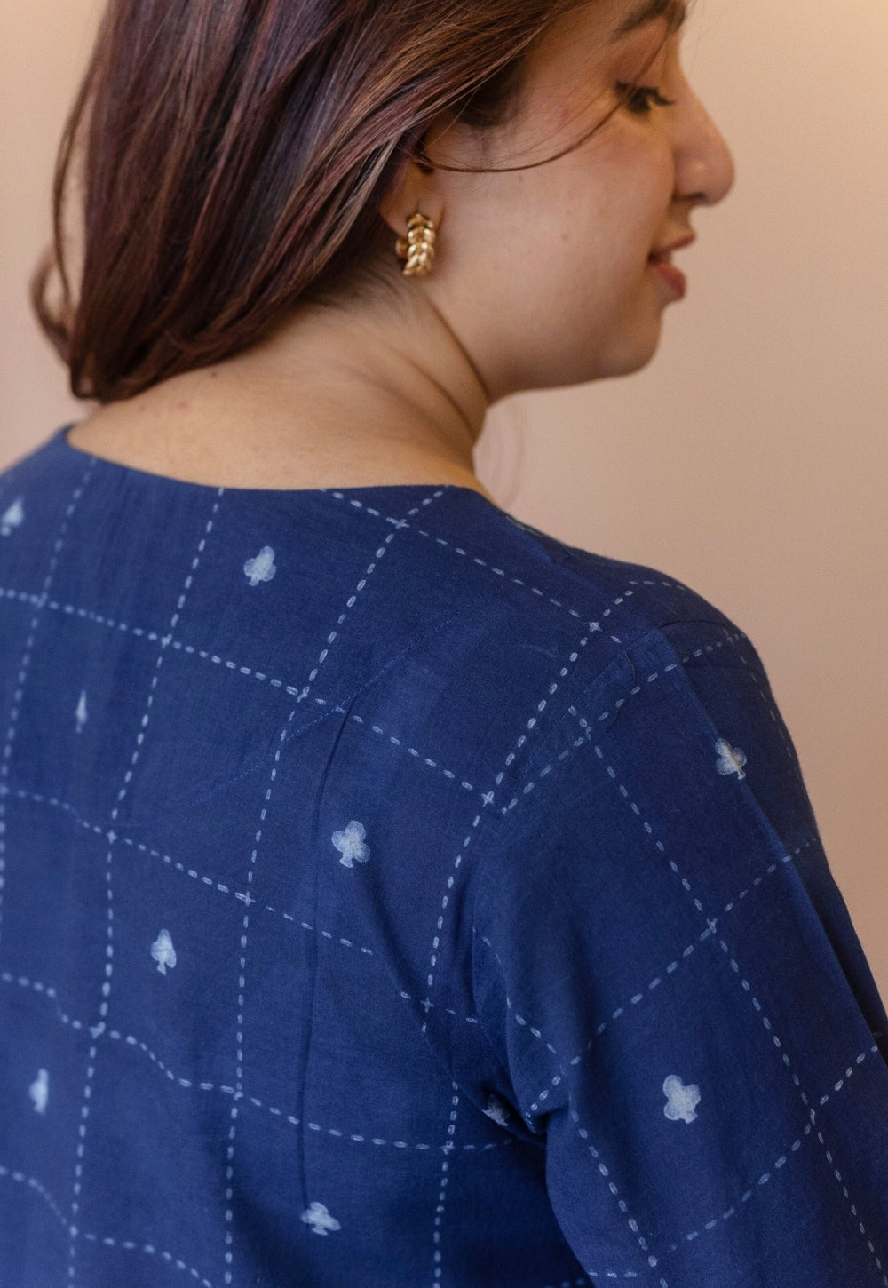 Shriya Blue Dabu Cotton A Line Co-Ord Set