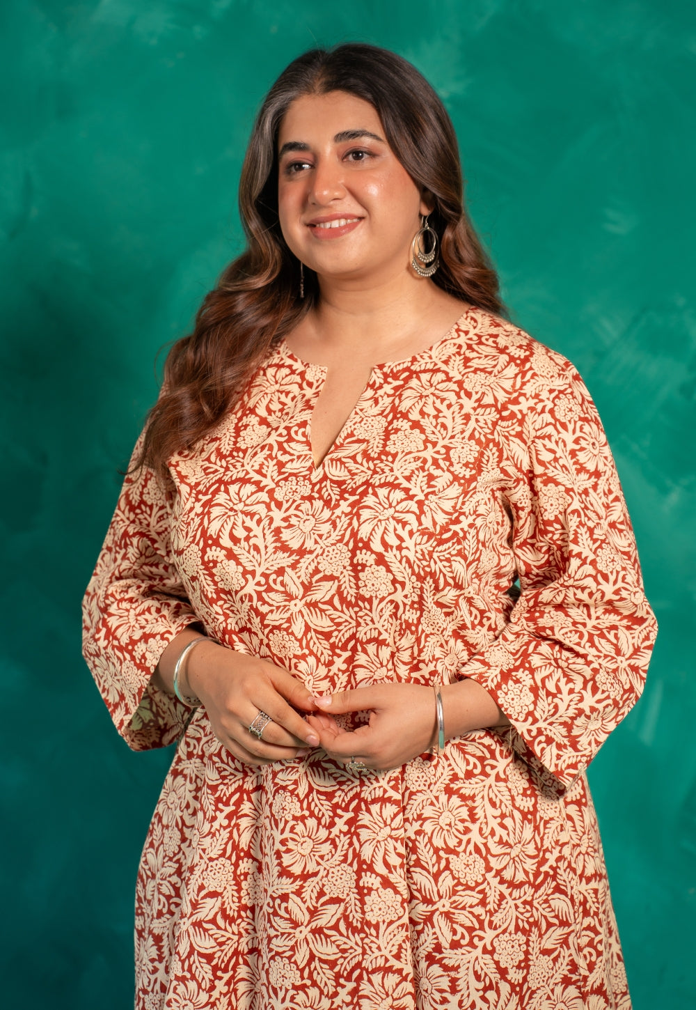 Malika Red Bagru Cotton Kali Kurta