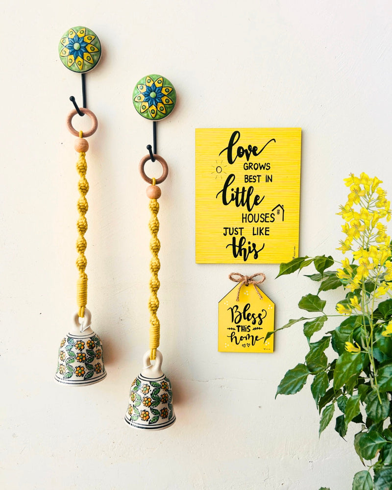 Easy Decor Bell Combos | Quotes with macrame ceramic bells