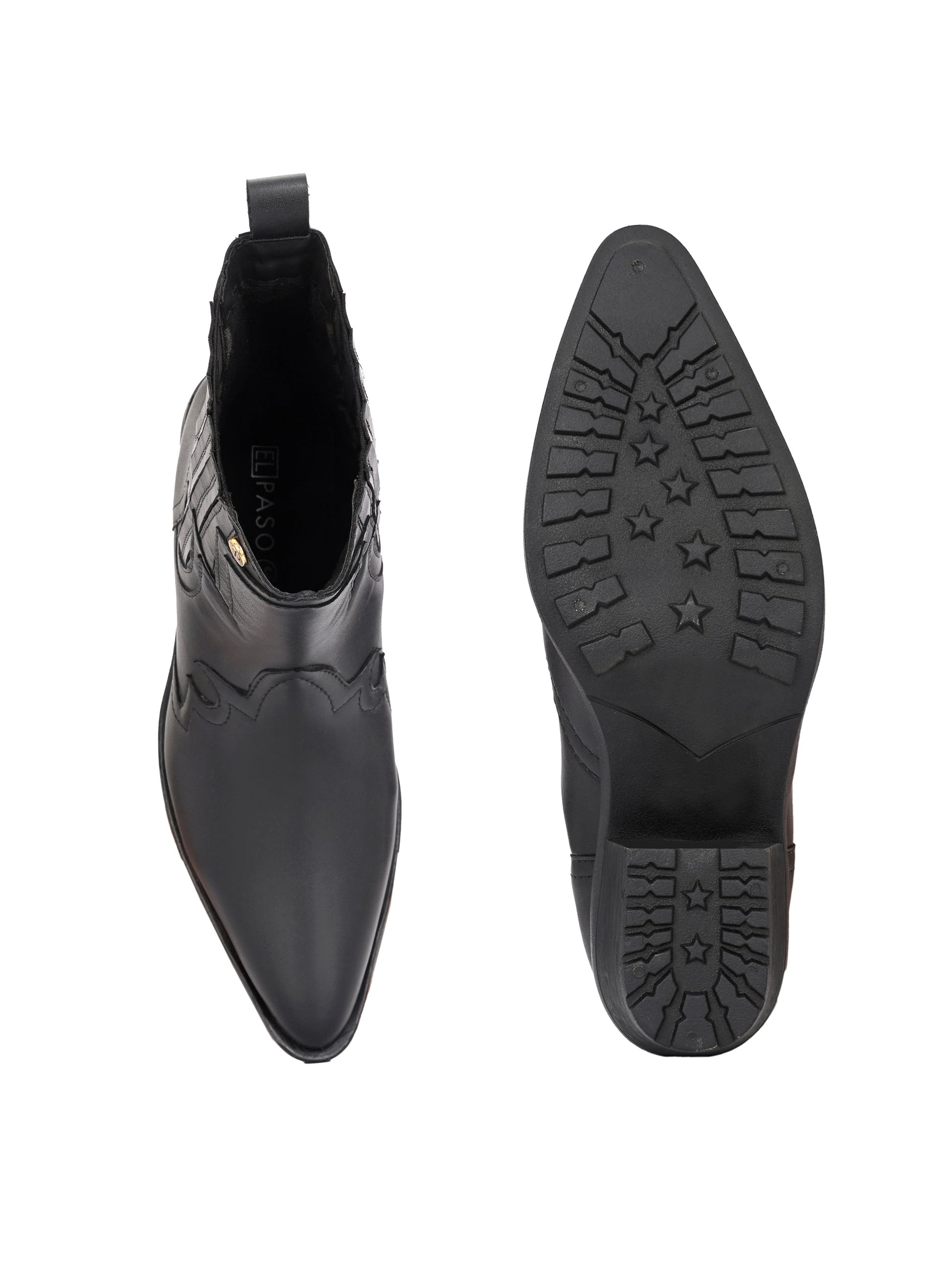 EL PASO Women Faux Leather Casual Slip On Cowboy Boots-3