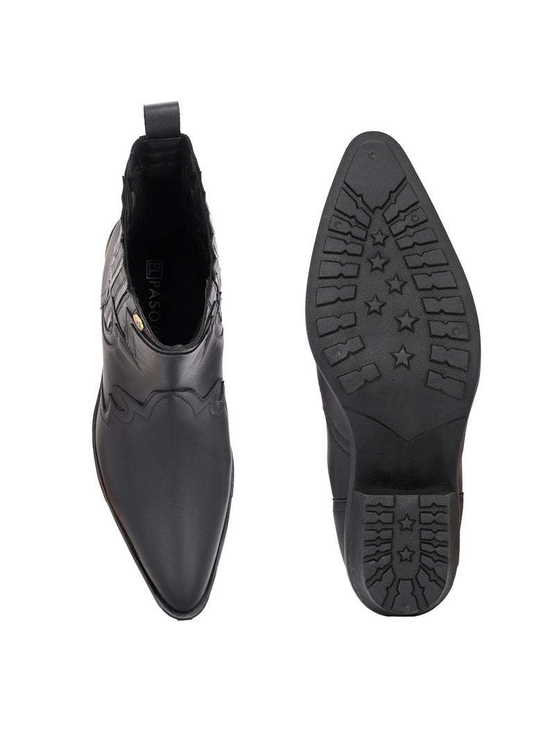 EL PASO Women Faux Leather Casual Slip On Cowboy Boots-3