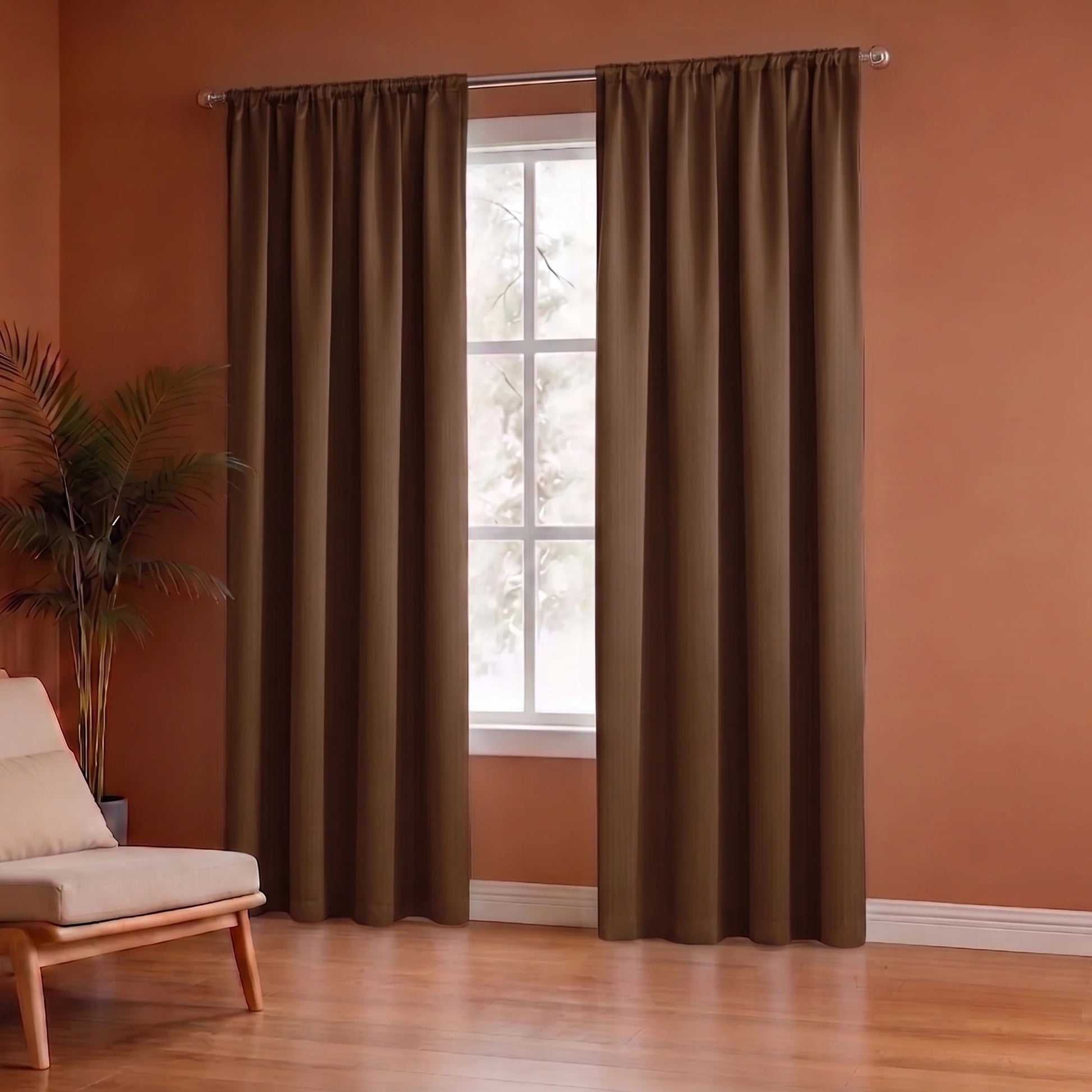 Fort Essential - Rod Pocket Blackout Curtain (Dark Brown)-4