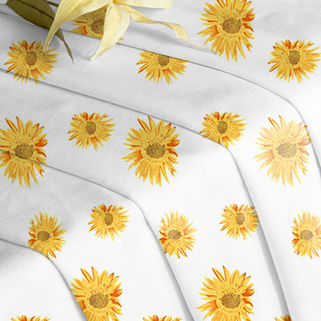 Yellow Sunflower Printed Rod Pocket Duck Curtain-5