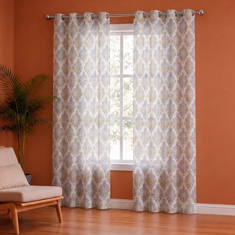 Imprimer Ikat - Printed Semi Blackout Curtain (Yellow)-4