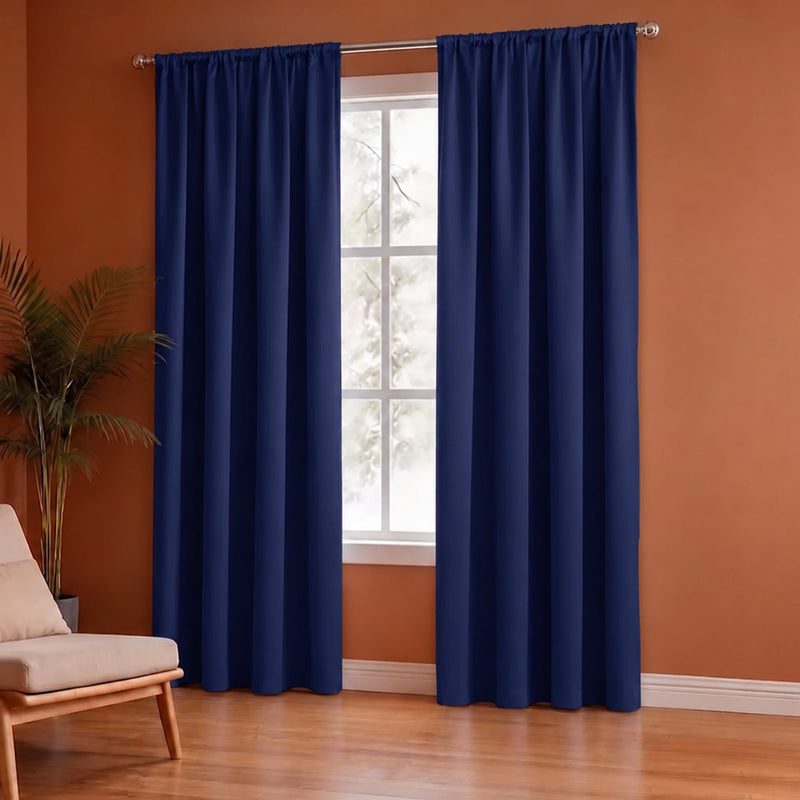 Fort Essential - Rod Pocket Blackout Curtain (Navy Blue)-4