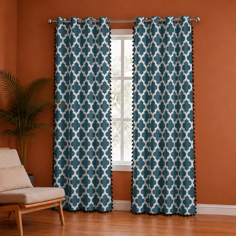 Imprimer Handpicked Soleil - Printed Semi Blackout Curtain (Blue)-4