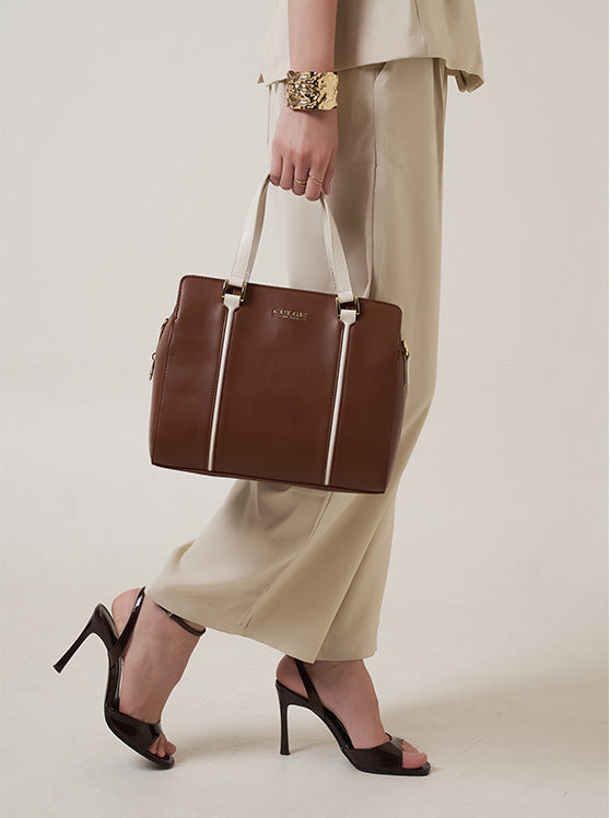 Culge Chicago "The Gold Coast" Tailored Satchel – Heritage Cognac-6