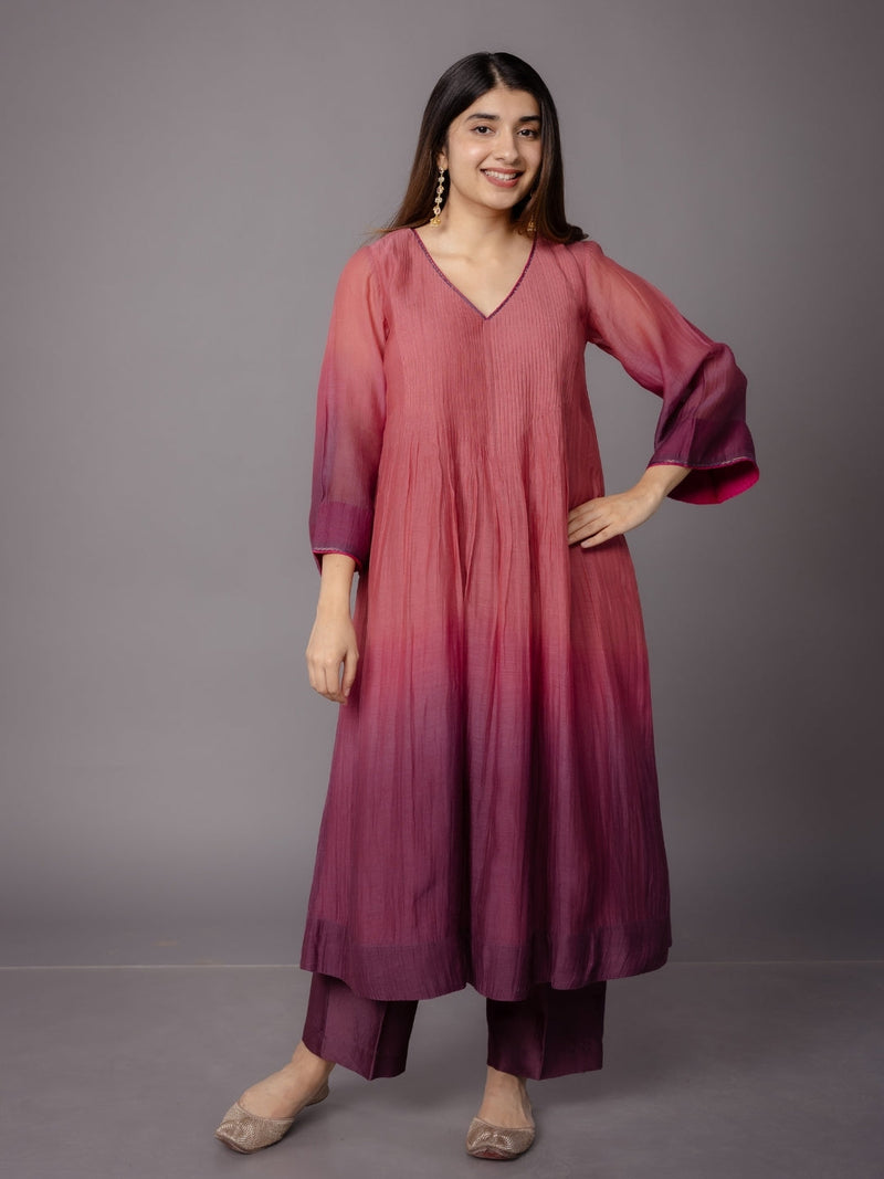 Yashi Purple Solid Chanderi Silk Straight Pant