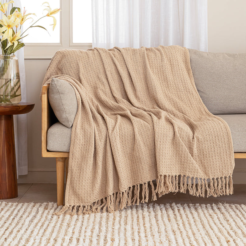 Beige - Waffle Throw-4