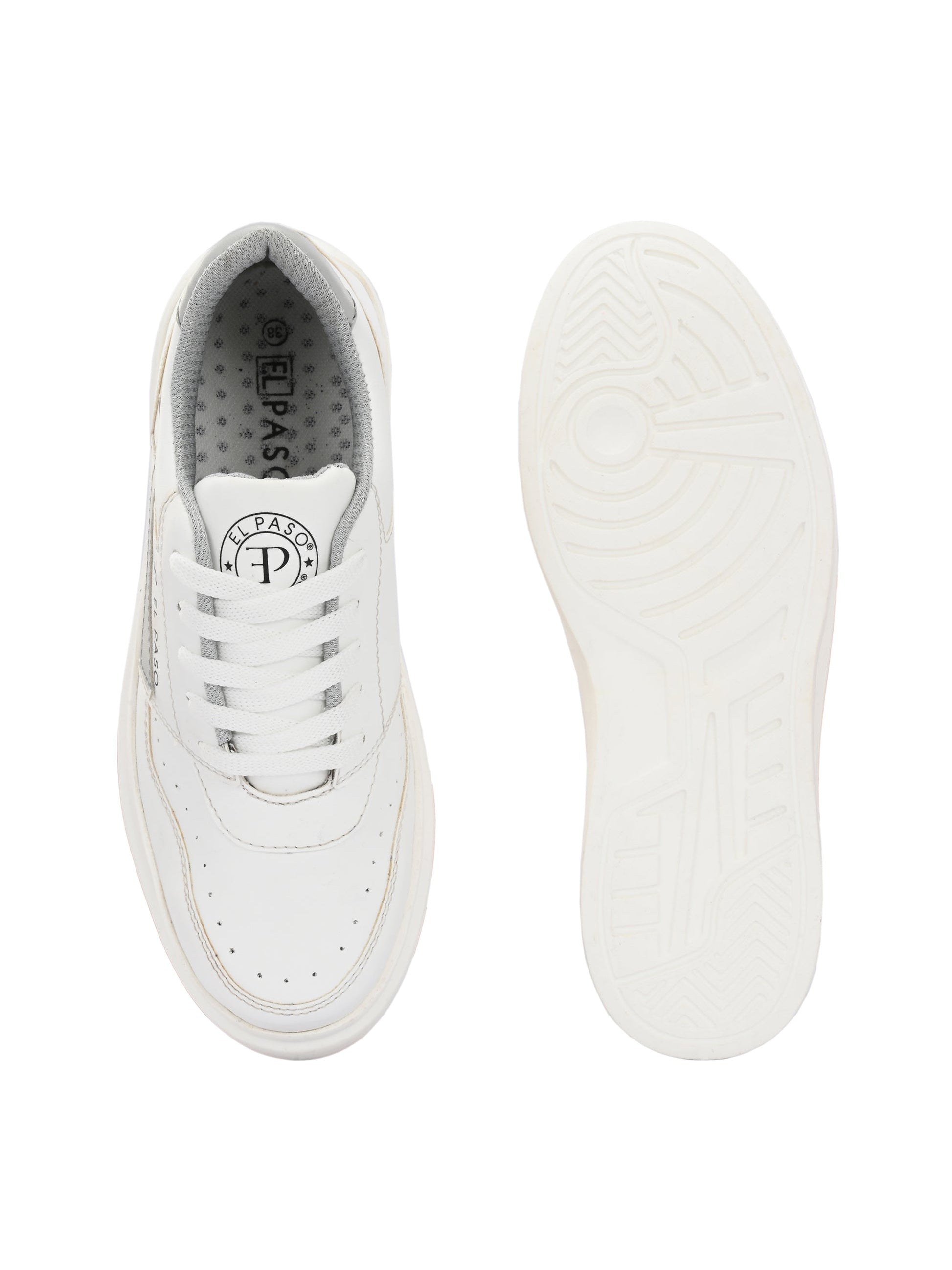 EL PASO Faux Leather Casual Lace Up Sneakers For Women-32