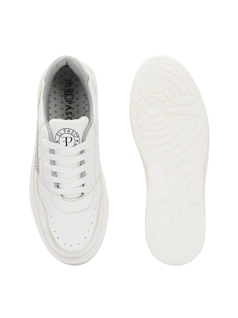 EL PASO Faux Leather Casual Lace Up Sneakers For Women-32