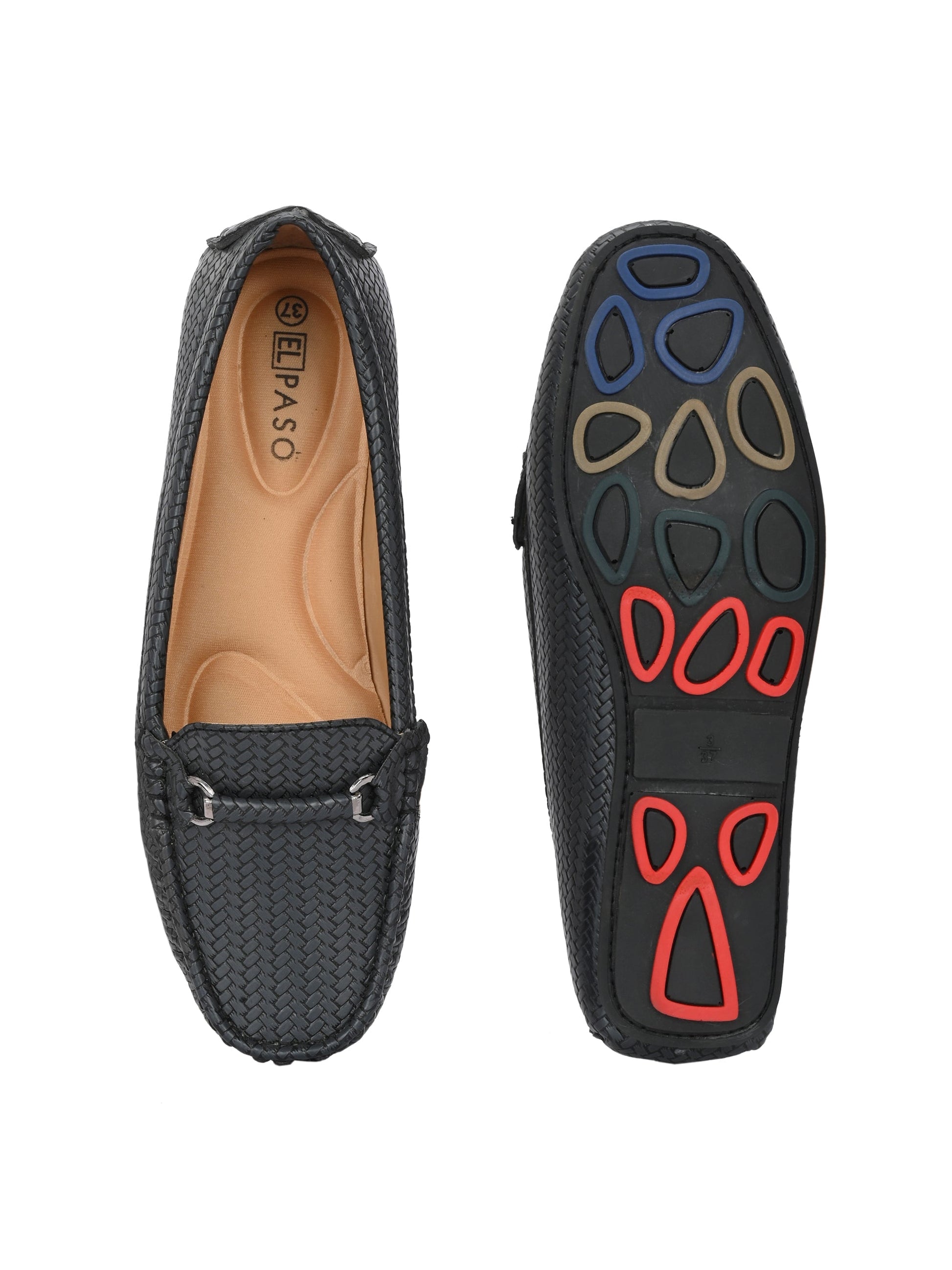 El PASO Textured Round Toe Lightweight Loafers For Women-4