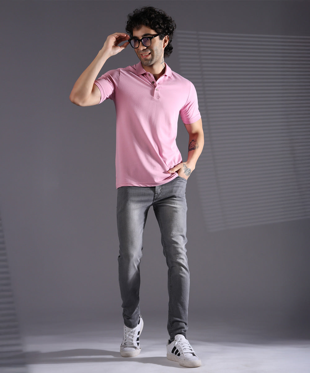 Naturefab Men’s Organic Bamboo Polo Tshirt Ultimate Pink-6