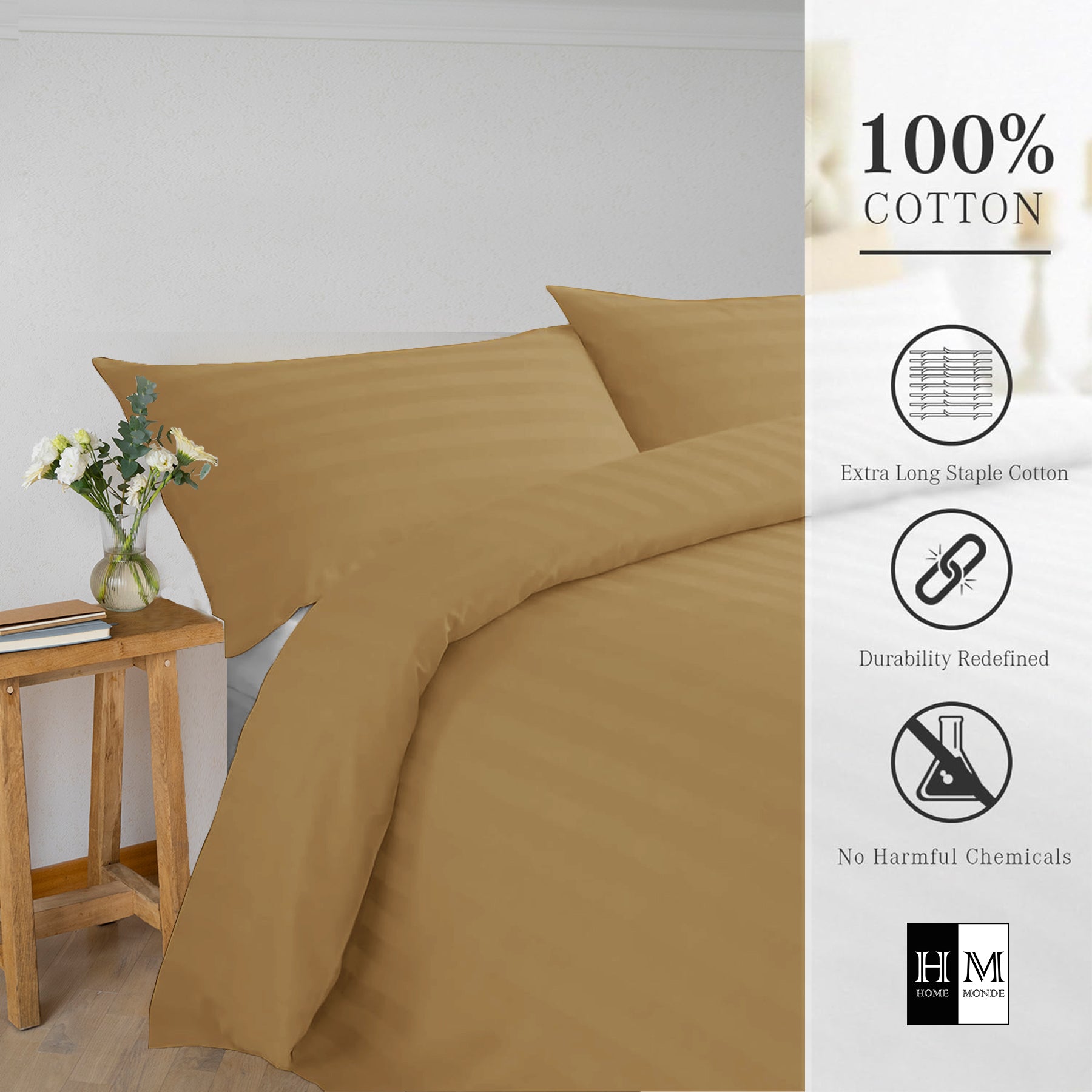 Breton Mellow - Satin Stripe Duvet Cover (Taupe)-4