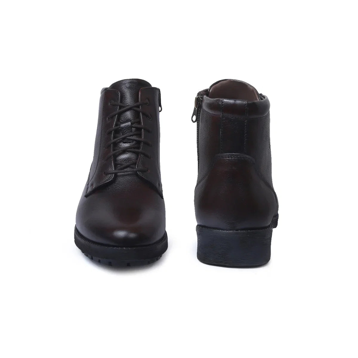 High Ankle Leather Zipper Boots for Men - 3572
