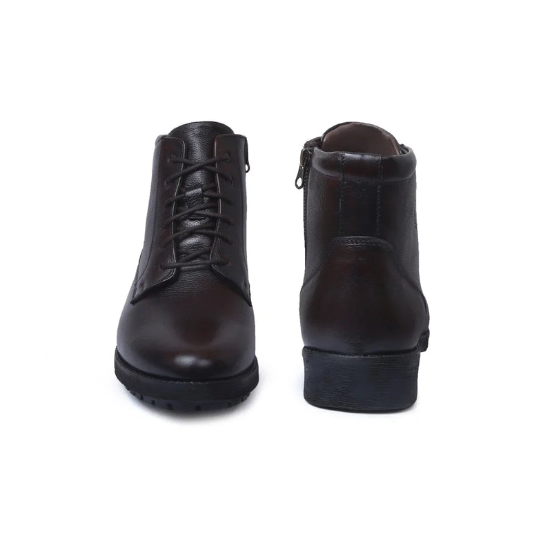 High Ankle Leather Zipper Boots for Men - 3572