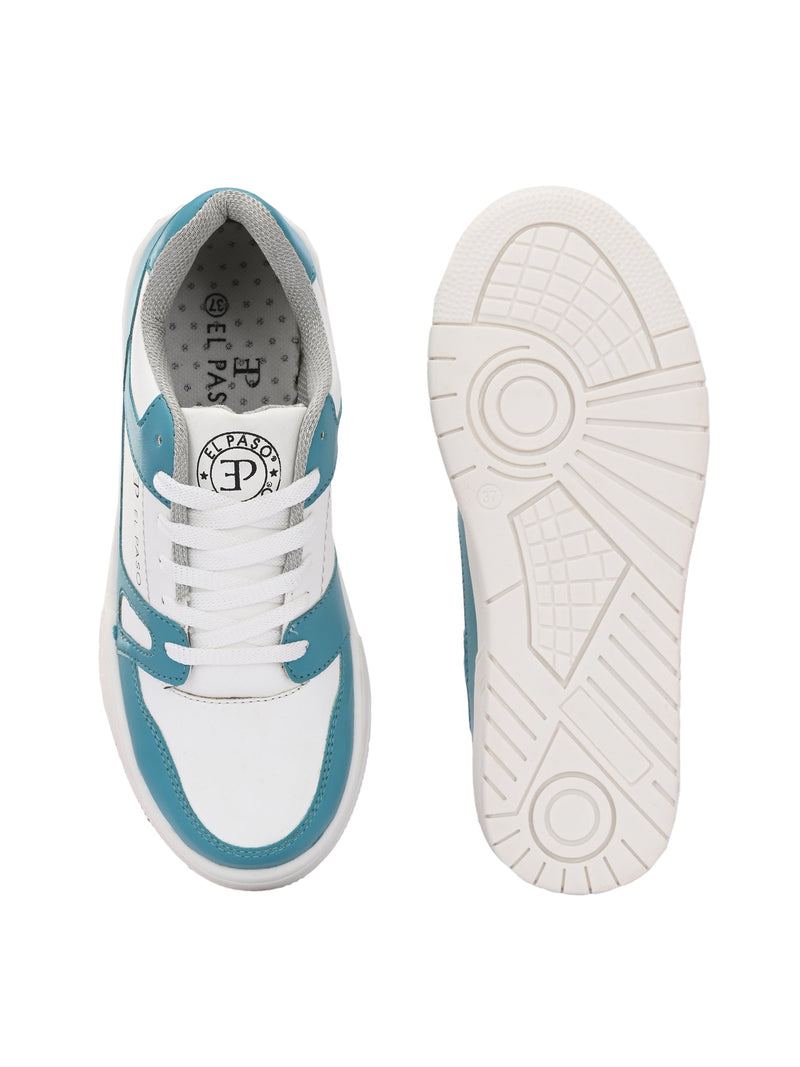 EL PASO Faux Leather Casual Shoes Lace Up Sneakers For Women-4
