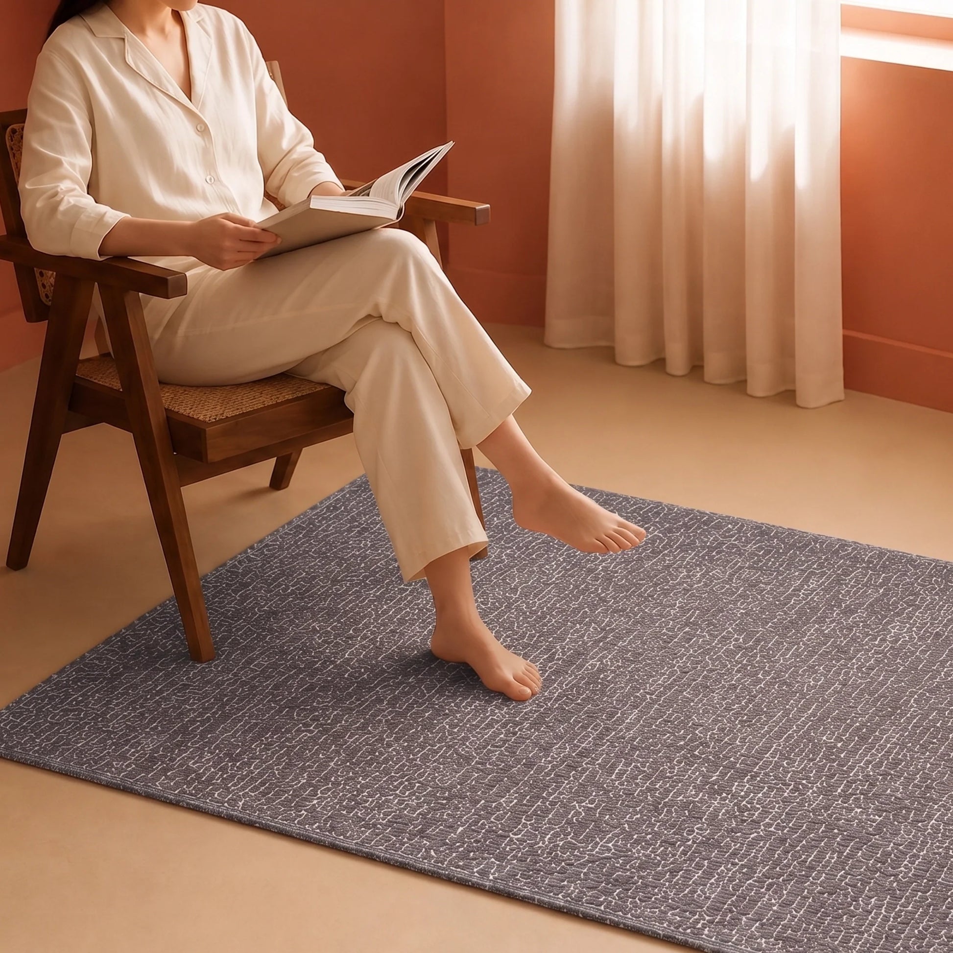 Tessitura Chromatic - Herringbone Cotton Rug (Grey & White)-5