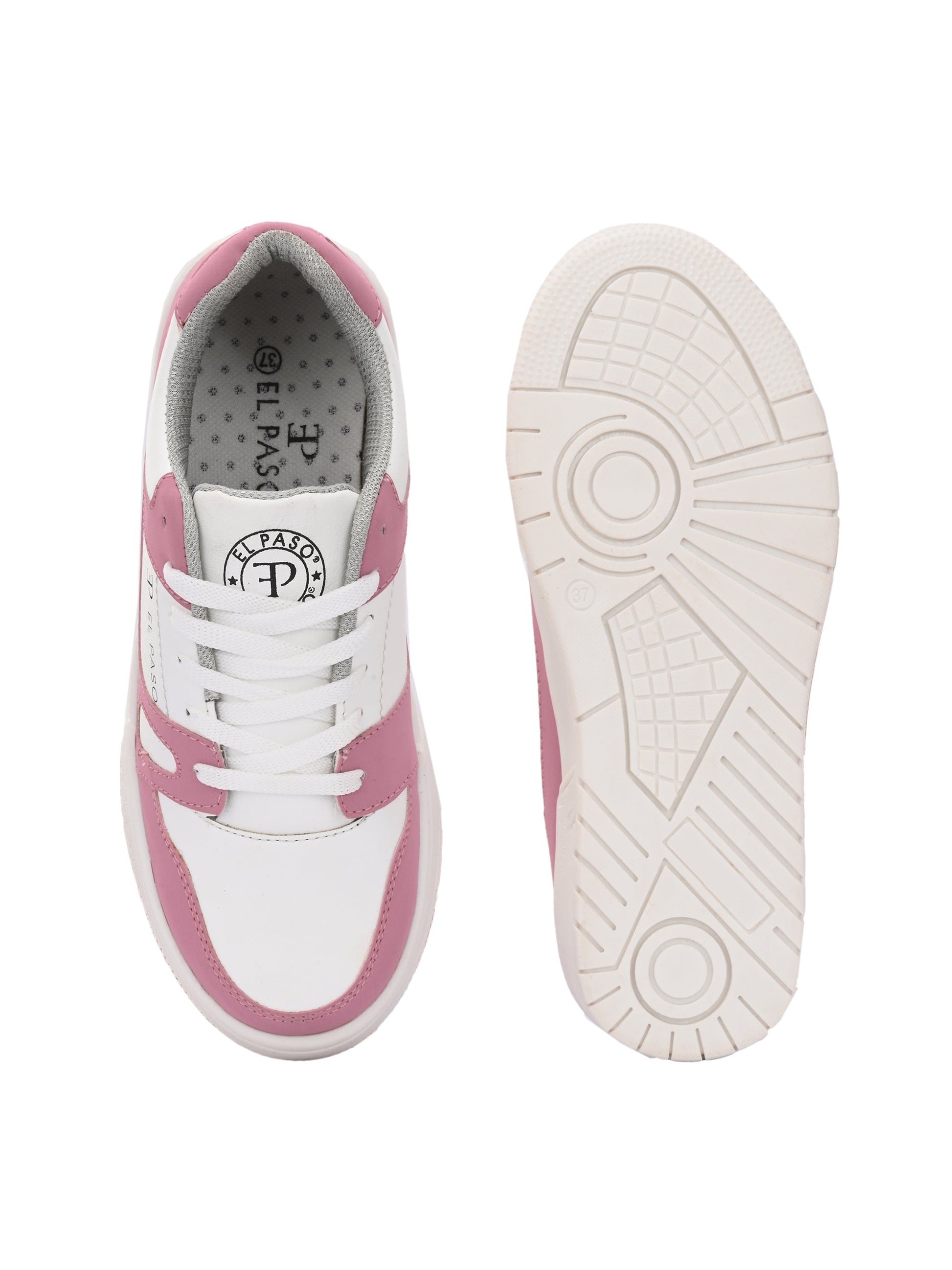 EL PASO Faux Leather Casual Shoes Lace Up Sneakers For Women-22