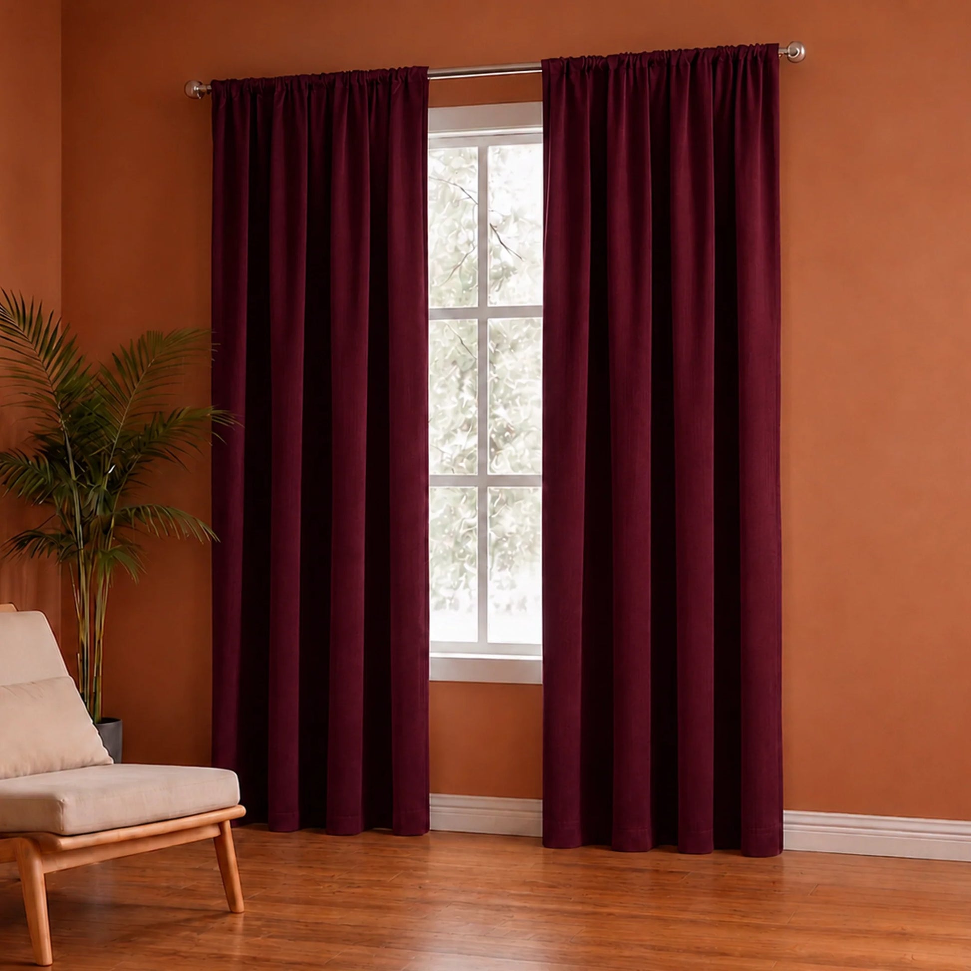 Fort Royal - Rod Pocket Velvet Curtain (Maroon)-4