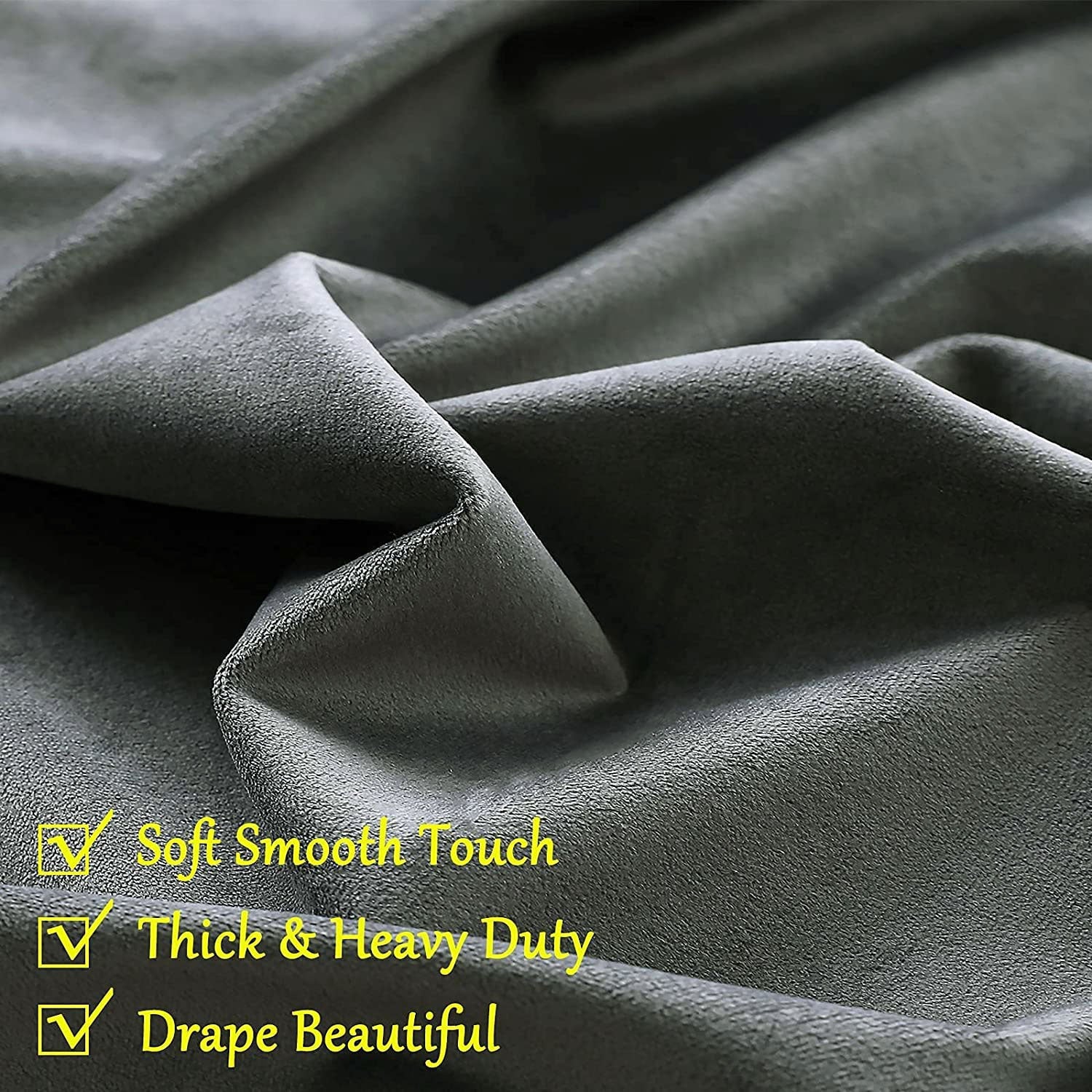 Fort Royal - Rod Pocket Velvet Curtain (Grey)-4