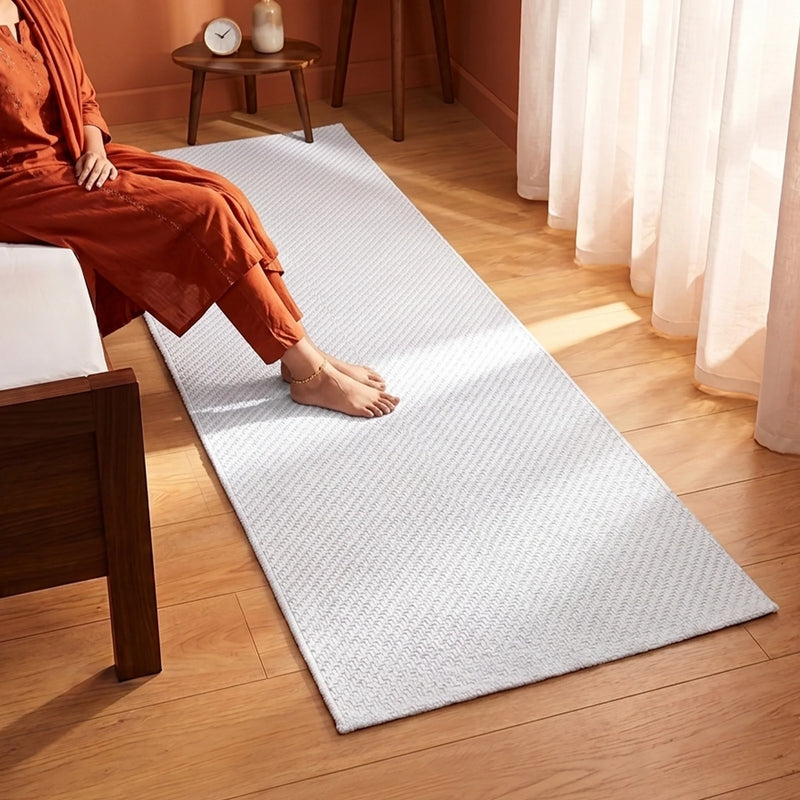 Tessitura Chromatic - Herringbone Cotton Rug (White)-7