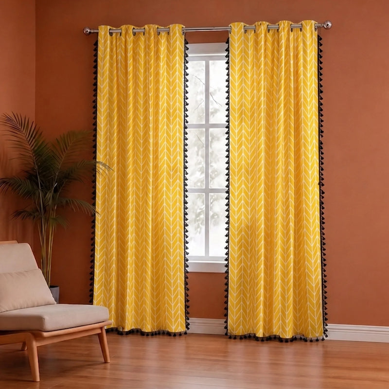 Imprimer Handpicked Aztec - Printed Semi Blackout Eyelet Curtain (Yellow)-4
