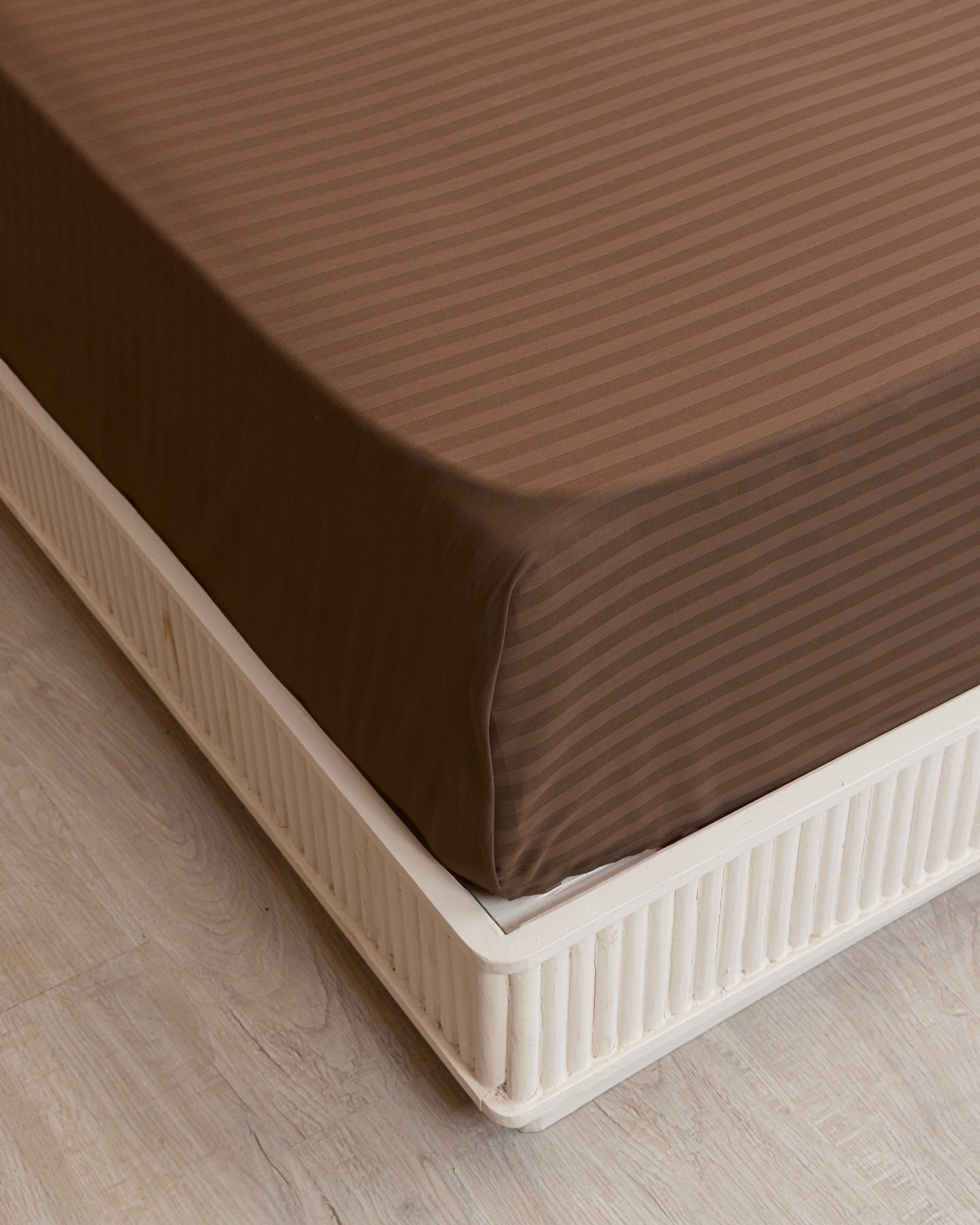 Breton Nap - Satin Stripes Bedsheet (Brown)-6