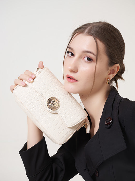 Culge Chicago "The Michigan Ave" Croc Baguette – Alabaster Gold-5