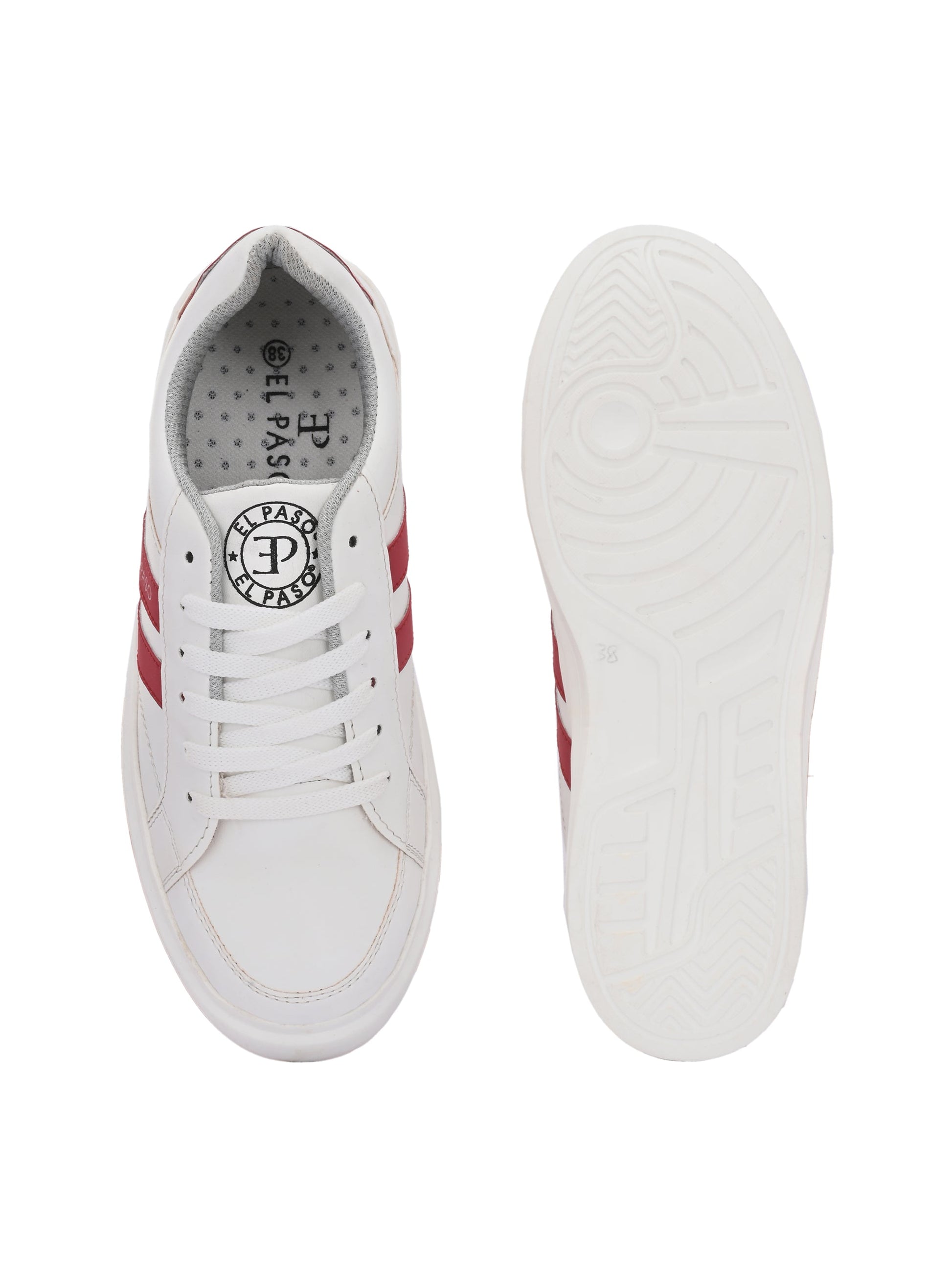 EL PASO Faux Leather Casual Lace Up Sneakers For Women-13