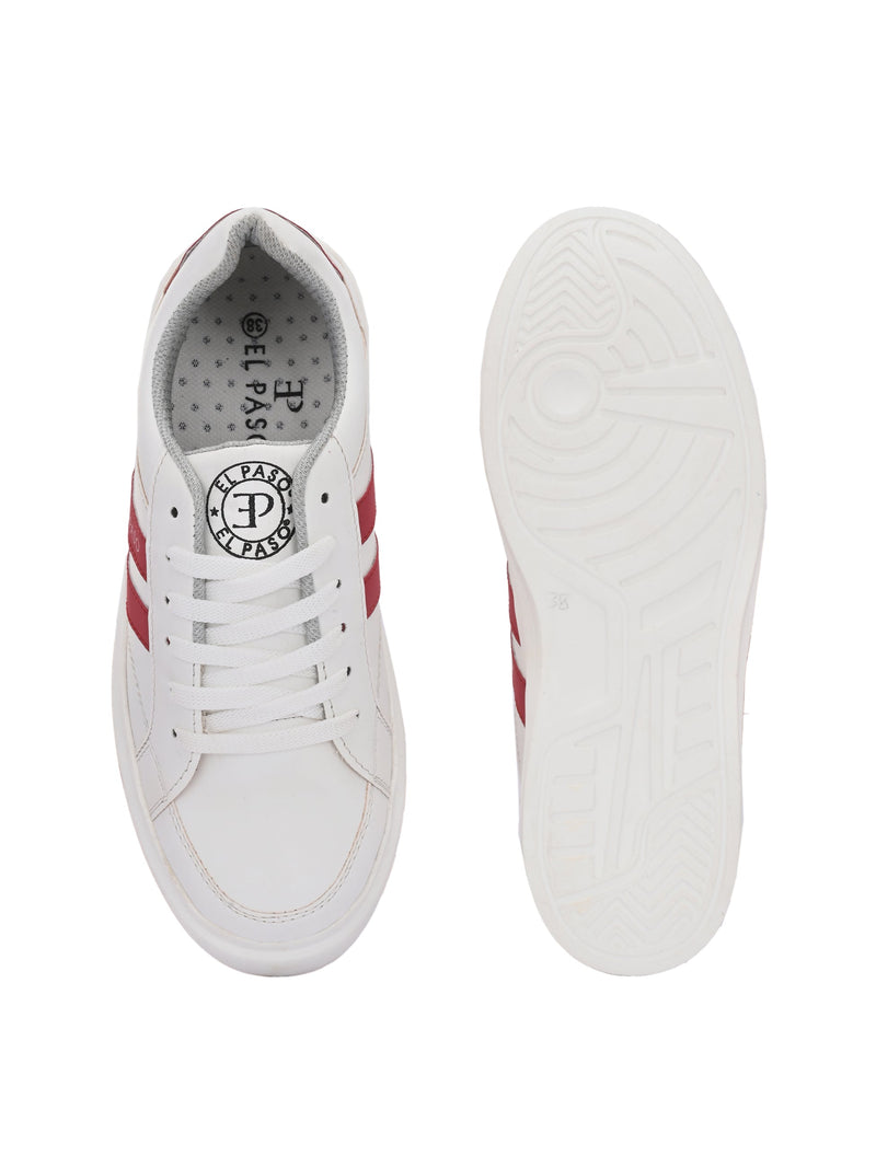EL PASO Faux Leather Casual Lace Up Sneakers For Women-13