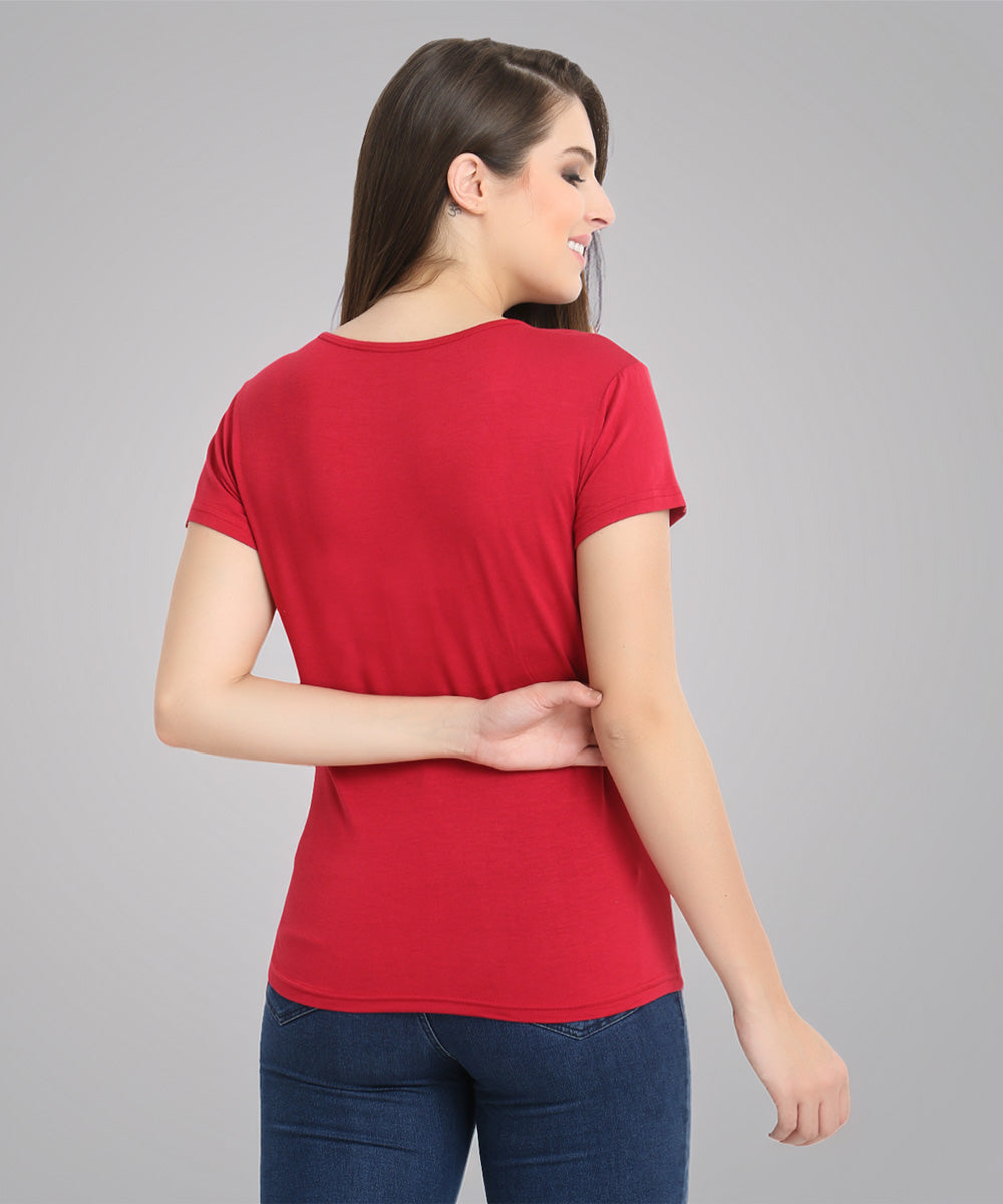 Naturefab Women's Organic Bamboo Tshirt Maroon-4