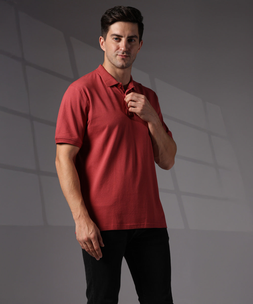 Naturefab Men’s Organic Bamboo Polo Tshirt Earth Red-4
