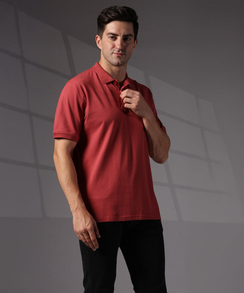 Naturefab Men’s Organic Bamboo Polo Tshirt Earth Red-4
