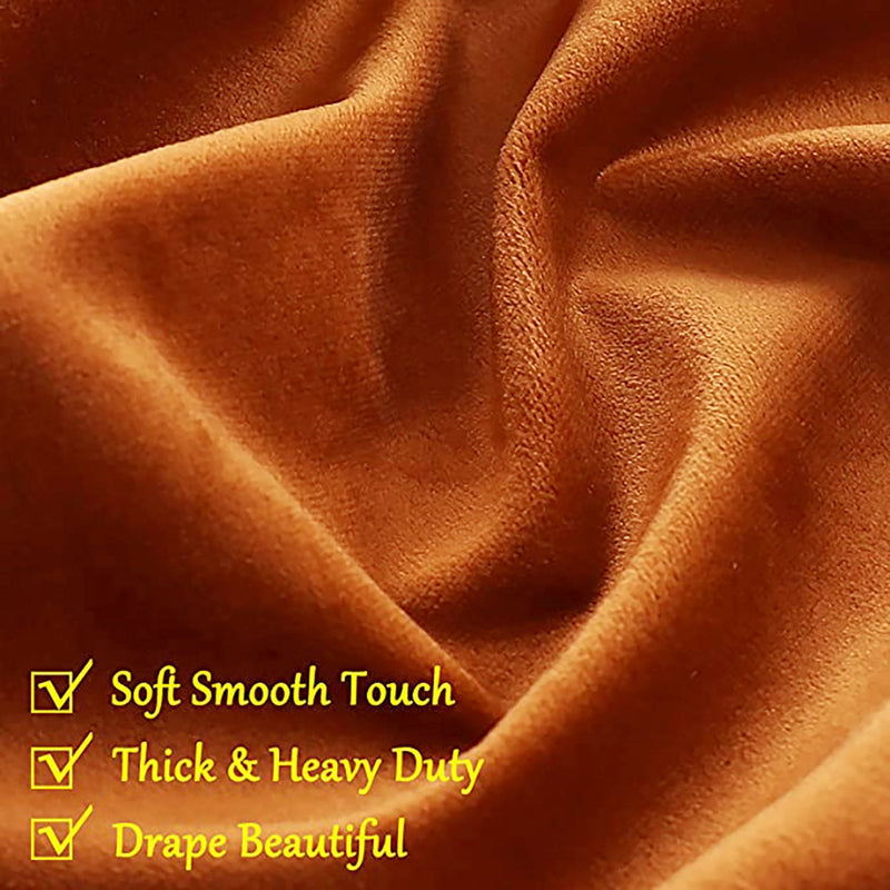 Fort Royal - Rod Pocket Velvet Curtain (Orange)-4