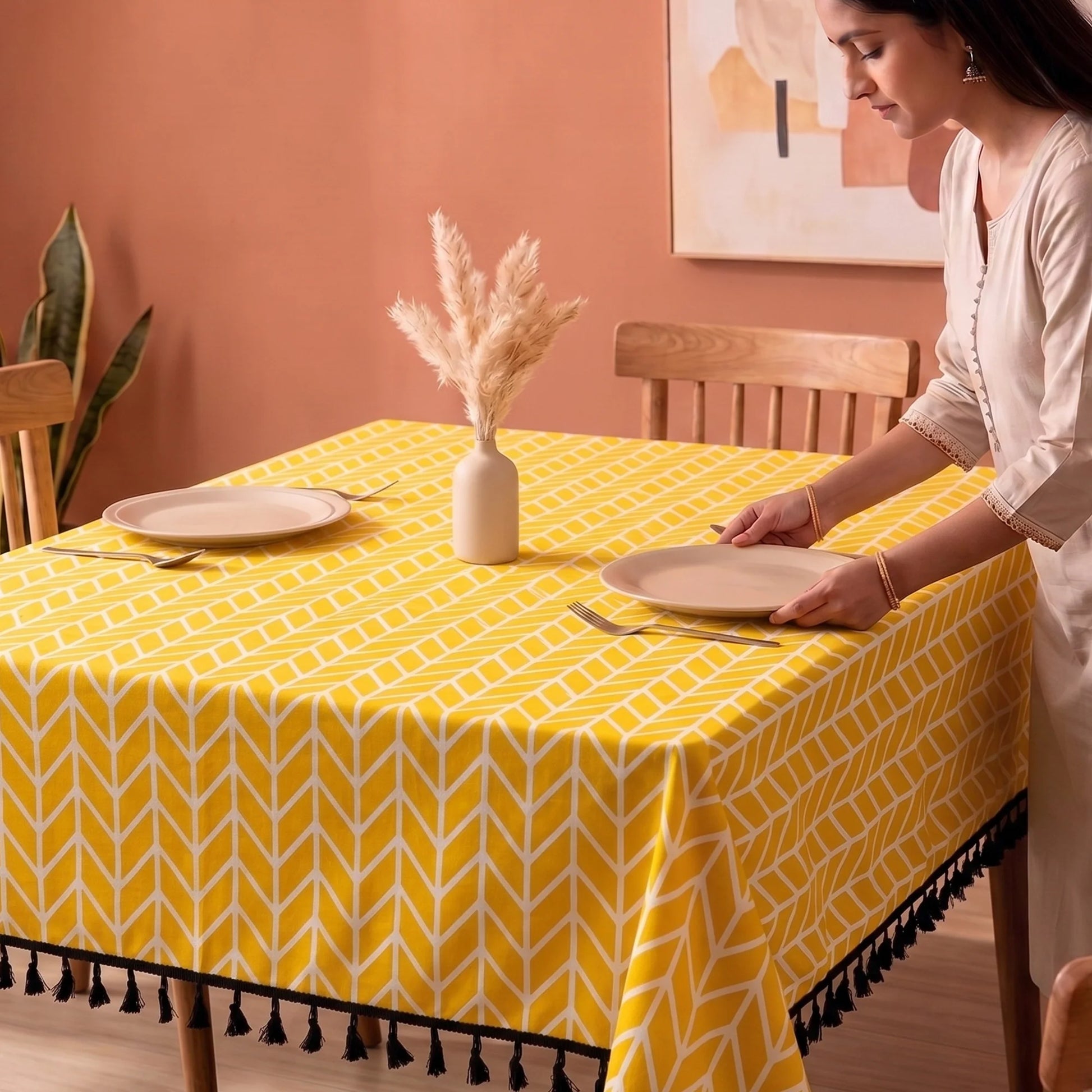 Imprimer Handpicked Aztec - Table Cover (Yellow)-4