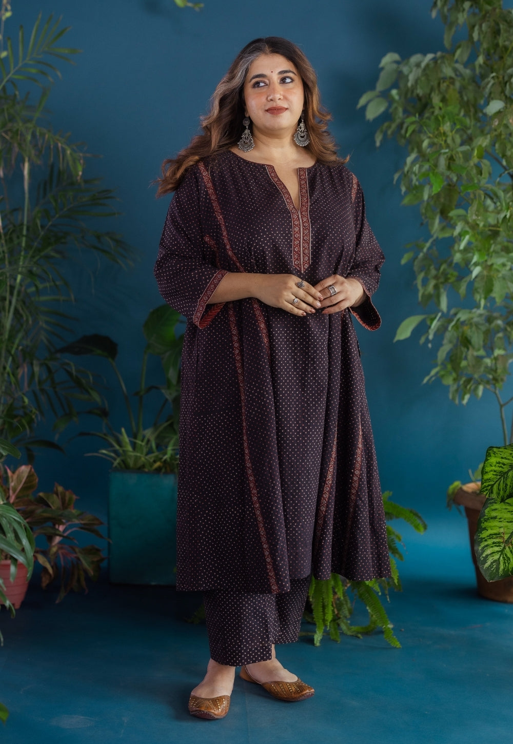 Lysa Black Ajrakh Cotton Jhabbha Kali Kurta