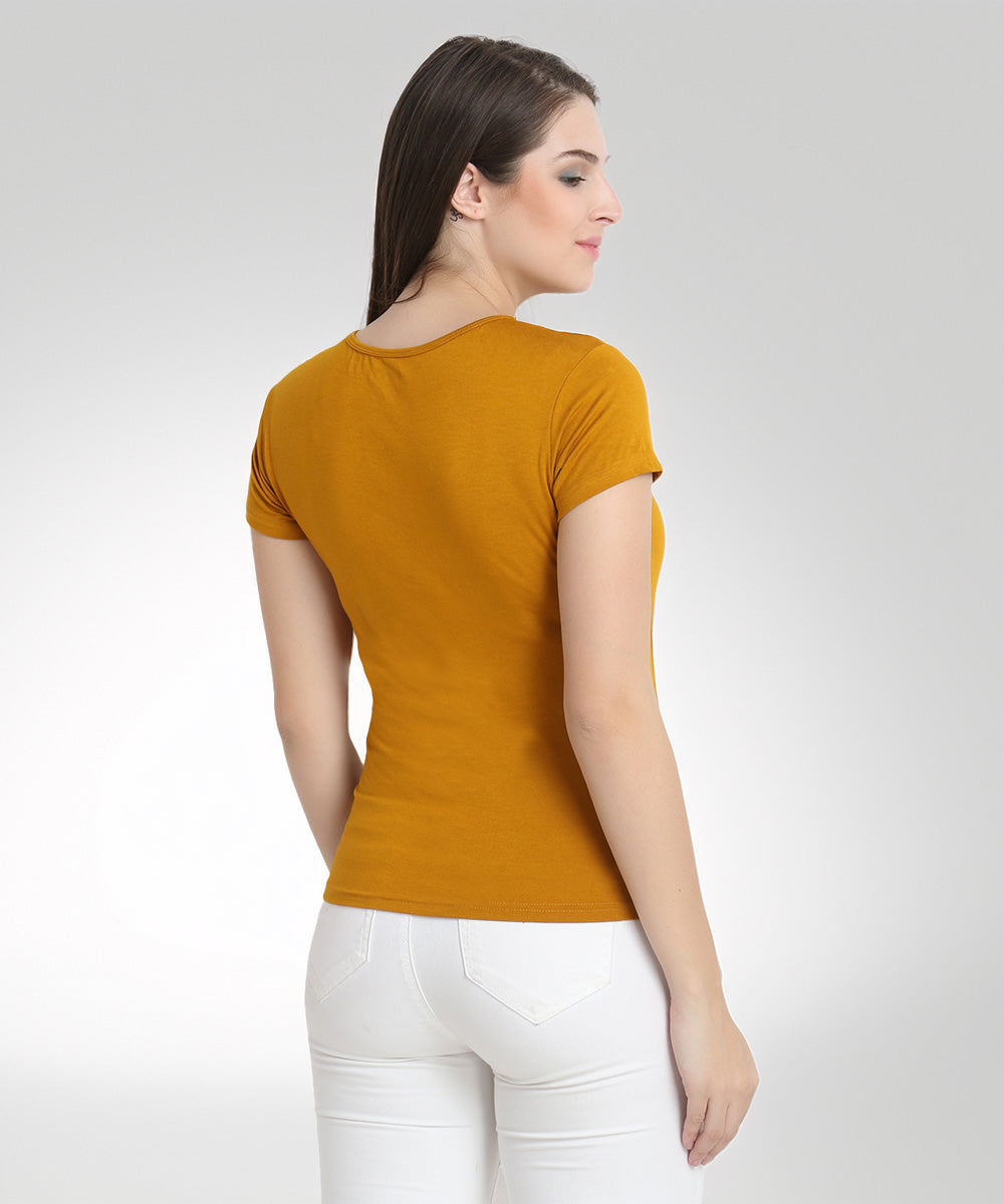 Naturefab Women's Organic Bamboo Tshirt Mustard-4