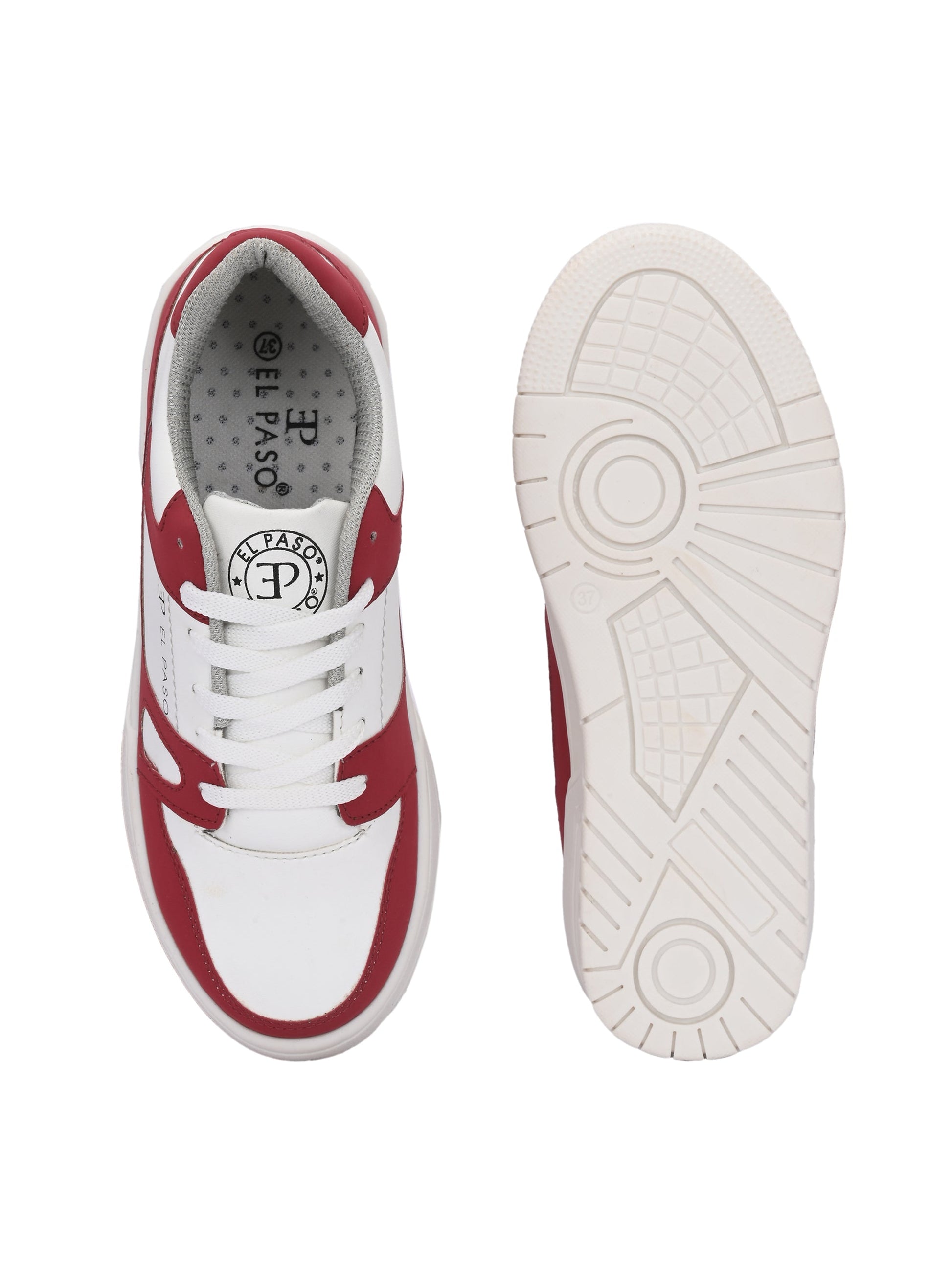 EL PASO Faux Leather Casual Shoes Lace Up Sneakers For Women-33