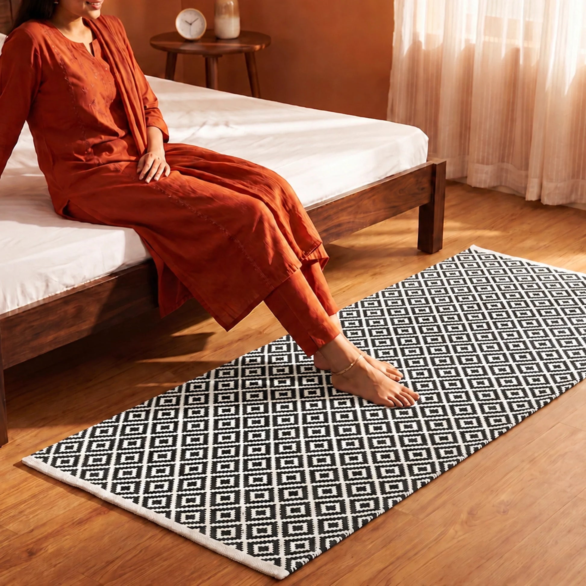 Tessitura Confetti - Diamond Cotton Rug (Grey & White)-7
