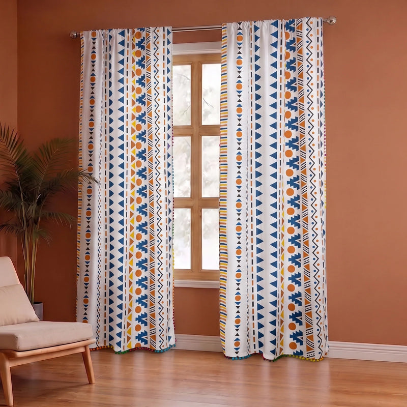 Imprimer Handpicked Santo - Rod Pocket Printed Semi Blackout Curtain (Multicolor)-4