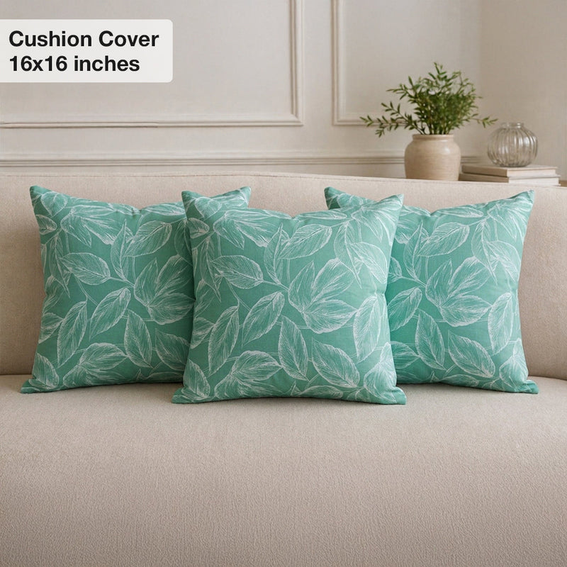 Aqua Blue Floral Diwan Cover Set-4