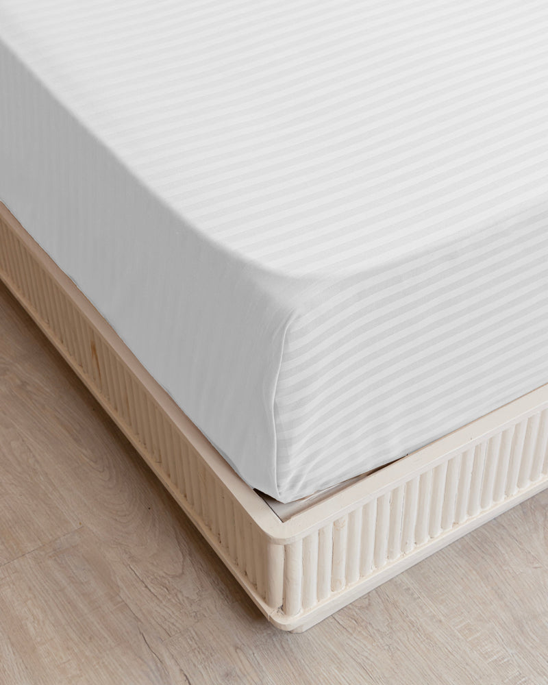 Breton Nap - Satin Stripes Bedsheet (White)-5