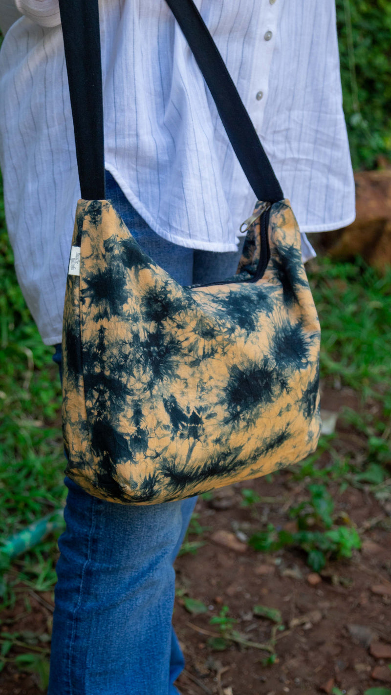 Cotton Hobo Bag • Black Splash-4