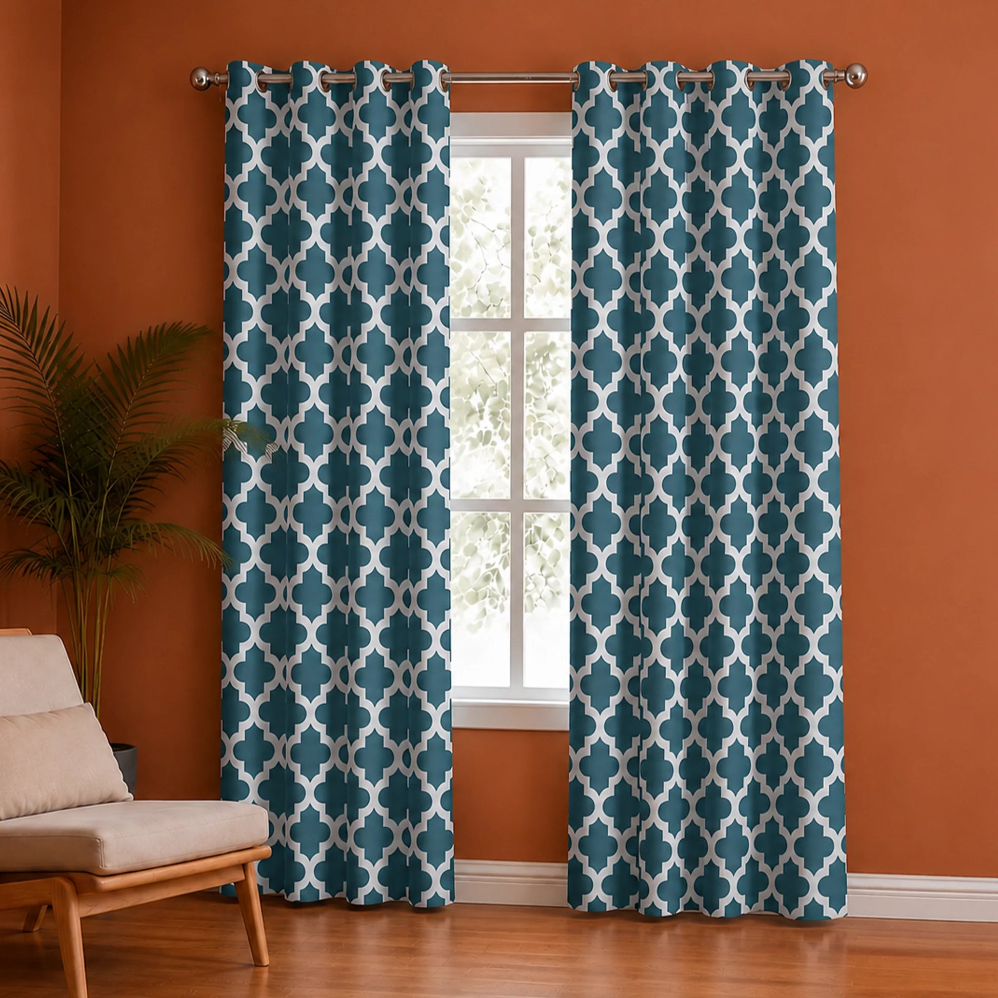 Imprimer Quatrefoil Printed Semi Blackout Curtain-4