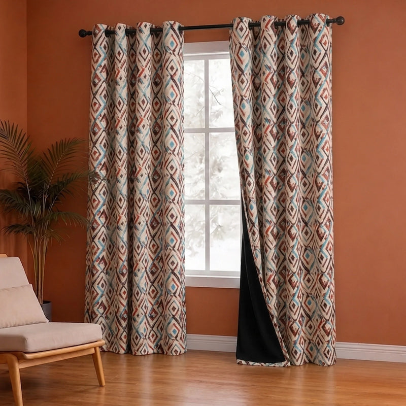 Imprimer Geometric - Digital Printed Blackout Curtain (Multicolor)-4