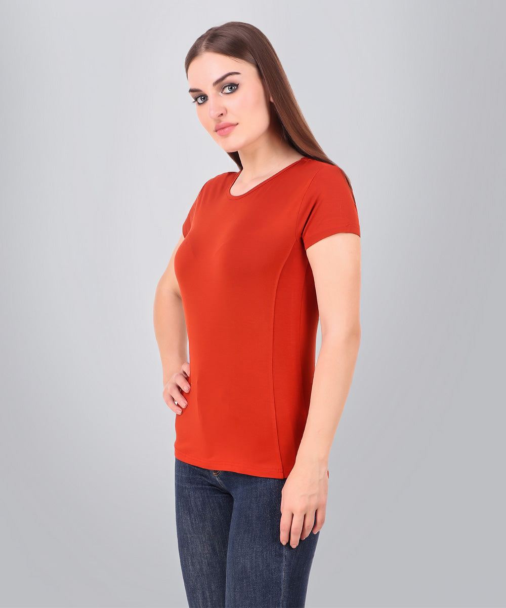 Naturefab Women's Organic Bamboo Tshirt Red-2